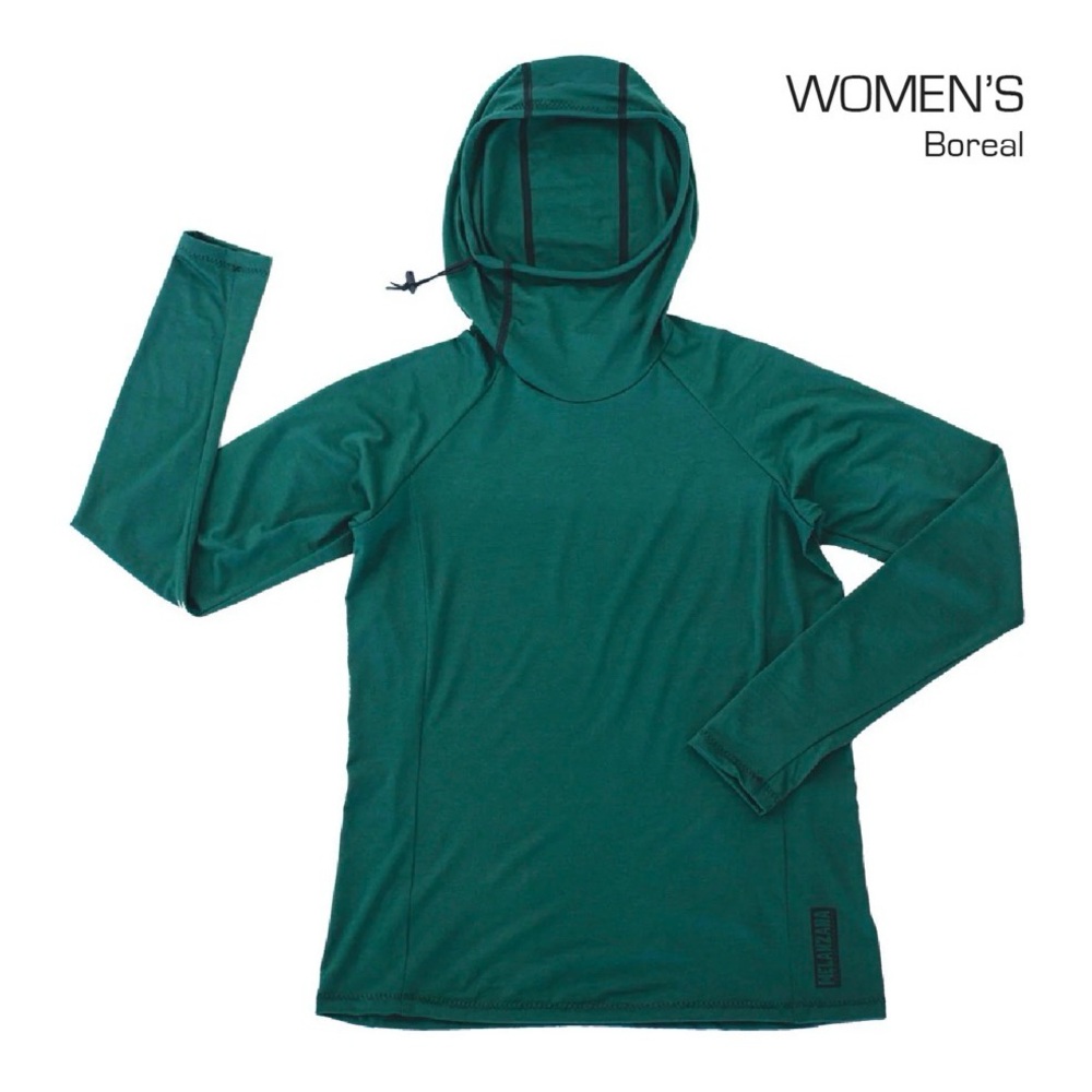 Melanza Women’s Merino Wool Base Hoodie Size Small Boreal Green